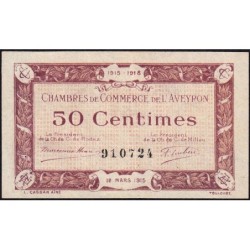 Rodez et Millau - Pirot 108-1 - Sans série - 50 centimes - 12/03/1915 - Etat : SPL+