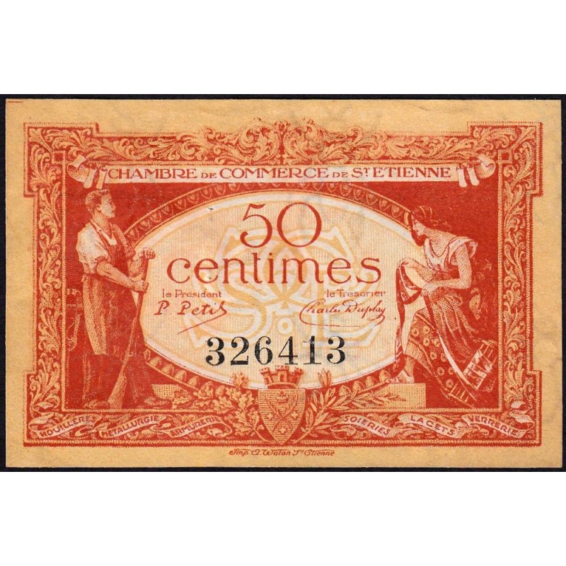 Saint-Etienne - Pirot 114-6 - 50 centimes - Sans Série - 12/01/1921 - Etat : SUP+