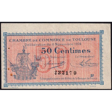 Toulouse - Pirot 122-8 - 50 centimes - Série 2 - 06/11/1914 - Etat : TTB+