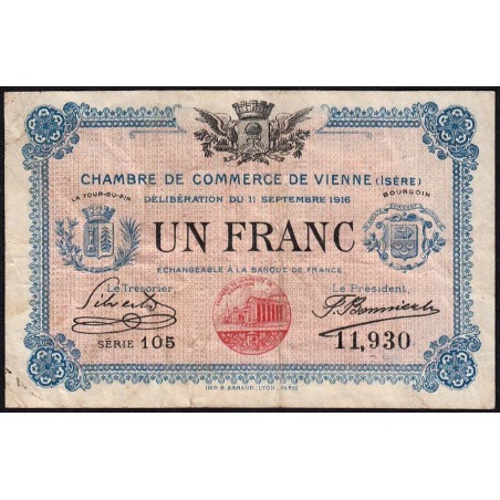 Vienne (Isère) - Pirot 128-18 - 1 franc - Série 105 - 11/09/1916 - Etat : TB
