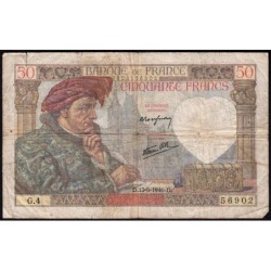 F 19-01 - 13/06/1940 - 50 francs - Jacques Coeur - Série G.4 - Etat : B