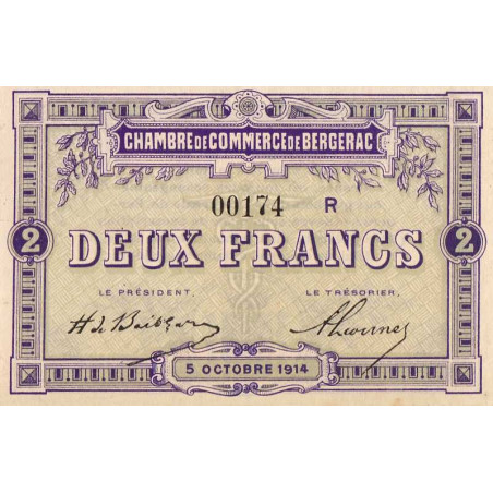 Bergerac - Pirot 24-22 - 2 francs - Série R - 05/10/1914 - Etat : SPL