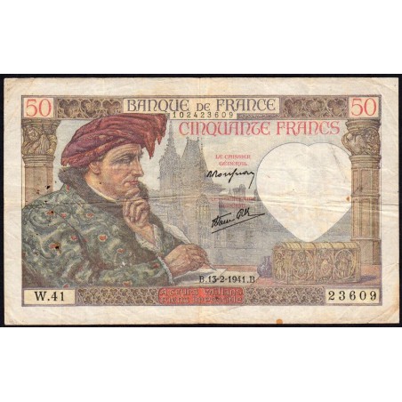 F 19-06 - 13/02/1941 - 50 francs - Jacques Coeur - Série W.41  (remplacement) - Etat : TB