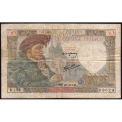 F 19-15 - 02/10/1941 - 50 francs - Jacques Coeur - Série N.125 - Etat : B+