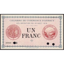Annecy - Pirot 10-3 - 1 franc - Série 103 - 13/08/1915 - Annulé - Etat : NEUF