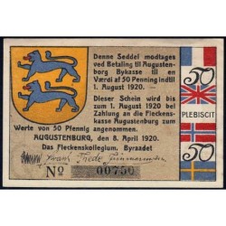Danemark - Notgeld - Ville de Augustenborg - 50 pfennig - 1920 - Etat : SUP+