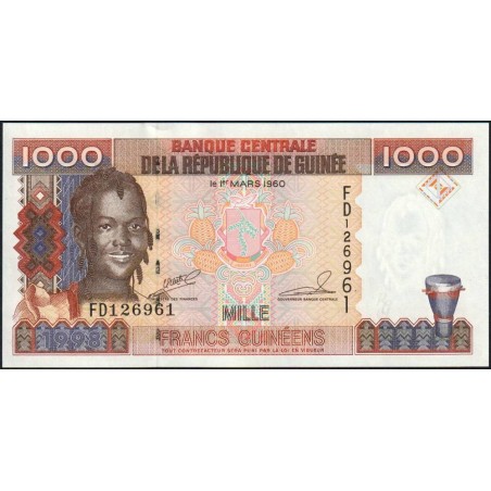 Guinée - Pick 37 - 1'000 francs guinéens - Série FD - 1998 - Etat : NEUF