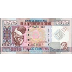Guinée - Pick 44b - 5'000 francs guinéens - Série MO - 01/03/2010 - Commémoratif - Etat : NEUF