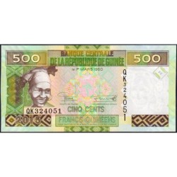 Guinée - Pick 47a - 500 francs guinéens - Série QK - 2015 - Etat : NEUF