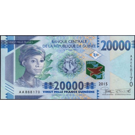 Guinée - Pick 50a - 20'000 francs guinéens - Série AA - 2015 - Etat : NEUF