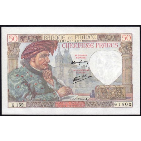 F 19-18 - 08/01/1942 - 50 francs - Jacques Coeur - Série K.162 - Etat : NEUF