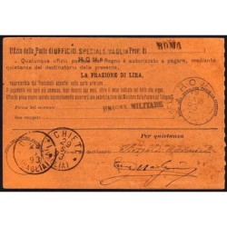 Italie - Mandat Carte - 90 centesimi - 19/05/1893 - Etat : SUP