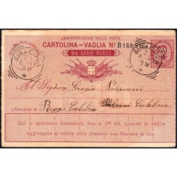 Italie - Mandat Carte - 10 lire - 23/06/1893 - Etat : TTB+