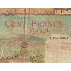 Algérie - Pick 85_2 - 100 francs - Série P.1971 - 23/05/1945 - Etat : TB