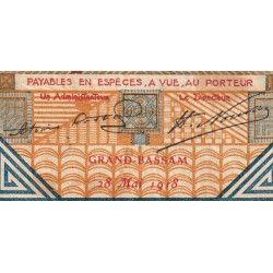 Côte d'Ivoire - Grand-Bassam - Pick 5Db_3 - 5 francs - Série R.327 - 28/05/1918 - Etat : TB à TB+