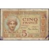 Madagascar - Pick 35b - 5 francs - Série Y.2795 - 1937 - Etat : B+