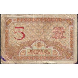 Madagascar - Pick 35b - 5 francs - Série Y.2795 - 1937 - Etat : B+