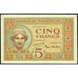 Madagascar - Pick 35b - 5 francs - Série F.1341 - 1937 - Etat : SUP+