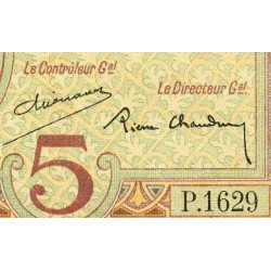 Madagascar - Pick 35b - 5 francs - Série P.1629 - 1937 - Etat : SUP