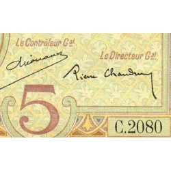 Madagascar - Pick 35b - 5 francs - Série C.2080 - 1937 - Etat : SUP