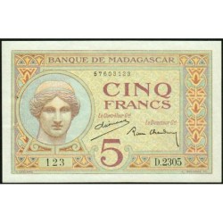 Madagascar - Pick 35b - 5 francs - Série D.2305  - 1937 - Etat : SUP