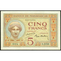 Madagascar - Pick 35b - 5 francs - Série A.2356  - 1937 - Etat : SUP+