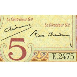 Madagascar - Pick 35b - 5 francs - Série E.2475 - 1937 - Etat : pr.NEUF