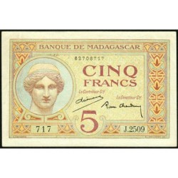Madagascar - Pick 35b - 5 francs - Série J.2509 - 1937 - Etat : TTB+