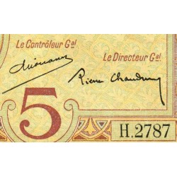 Madagascar - Pick 35b - 5 francs - Série H.2787 - 1937 - Etat : SUP+