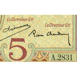 Madagascar - Pick 35b - 5 francs - Série A.2831 - 1937 - Etat : SUP+
