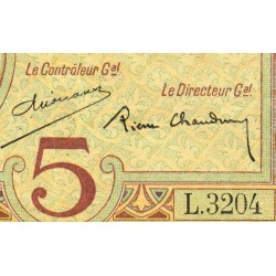 Madagascar - Pick 35b - 5 francs - Série L.3204 - 1937 - Etat : TTB+