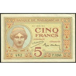 Madagascar - Pick 35b - 5 francs - Série P.3246  - 1937 - Etat : TTB+