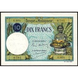 Madagascar - Pick 36b - 10 francs - Série E.1074 - 1937 - Etat : SPL