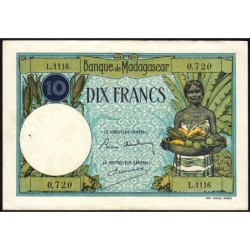 Madagascar - Pick 36b - 10 francs - Série L.1116 - 1937 - Etat : SUP-