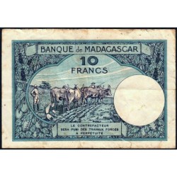 Madagascar - Pick 36b - 10 francs - Série Z.1221 - 1937 - Etat : B+