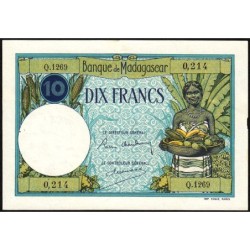 Madagascar - Pick 36b - 10 francs - Série Q.1269 - 1937 - Etat : SUP-