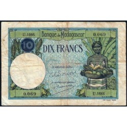 Madagascar - Pick 36c - 10 francs - Série U.1666 - 1948 - Etat : B+