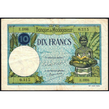 Madagascar - Pick 36c - 10 francs - Série E.1886 - 1948 - Etat : TB