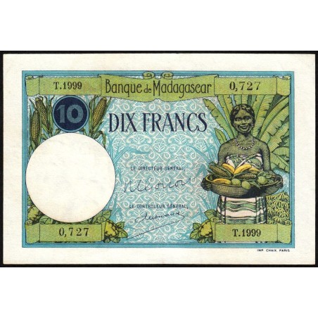 Madagascar - Pick 36c - 10 francs - Série T.1999 - 1948 - Etat : TTB+