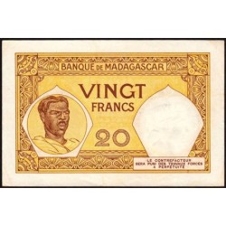 Madagascar - Pick 37b - 20 francs - Série Y.572 - 1937 - Etat : TTB+