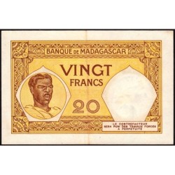 Madagascar - Pick 37b - 20 francs - Série M.580 - 1937 - Etat : TTB+