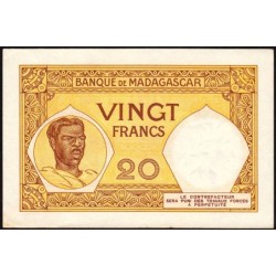 Madagascar - Pick 37b - 20 francs - Série V.580 - 1937 - Etat : SUP