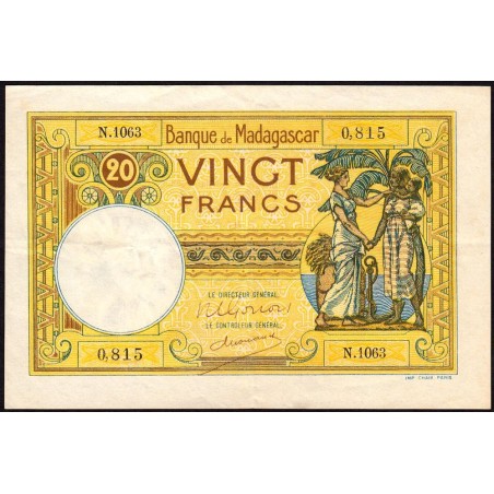 Madagascar - Pick 37c - 20 francs - Série N.1063 - 1948 - Etat : TTB+