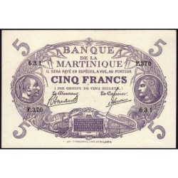 Martinique - Pick 6_3 - 5 francs - Série F.370 - 1945 - Etat : SPL