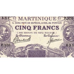 Martinique - Pick 6_3 - 5 francs - Série F.370 - 1945 - Etat : SPL