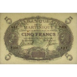 Martinique - Pick 6_3 - 5 francs - Série F.370 - 1945 - Etat : SPL