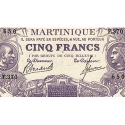 Martinique - Pick 6_3 - 5 francs - Série F.370 - 1945 - Etat : SPL+