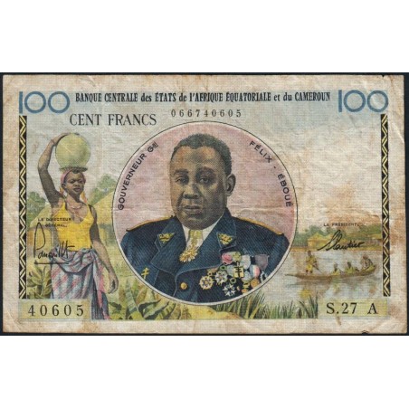 Tchad - Afrique Equatoriale - Pick 1a - 100 francs - Série S.27 - 1961 - Etat : TB-