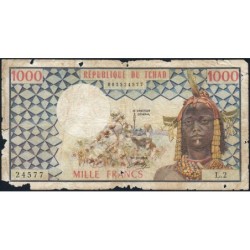 Tchad - Afrique Centrale - Pick 3a_1 - 1'000 francs - Série L.2 - 1974 - Etat : B-