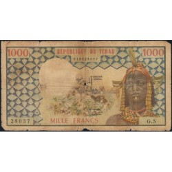 Tchad - Afrique Centrale - Pick 3a_2 - 1'000 francs - Série G.5 - 1975 - Etat : B